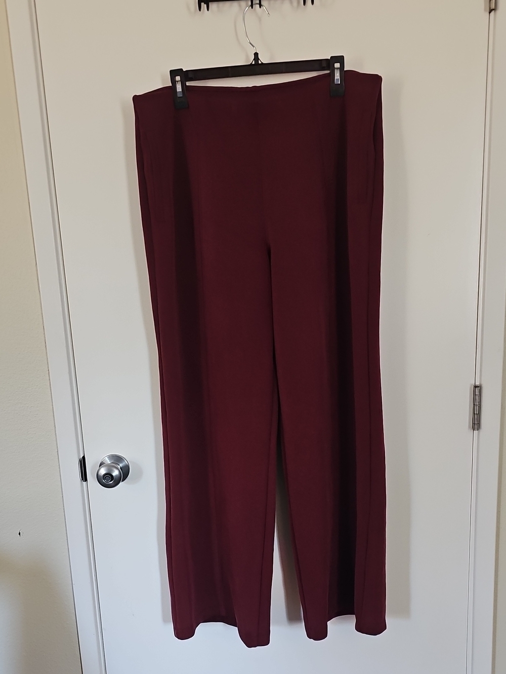 Wide Leg Ponte Pants in Burgundy